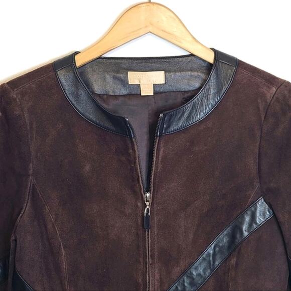 Nordstrom Studio 121 Brown Suede Leather Jacket Zip Front Long Sleeve Chic S - Picture 2 of 16